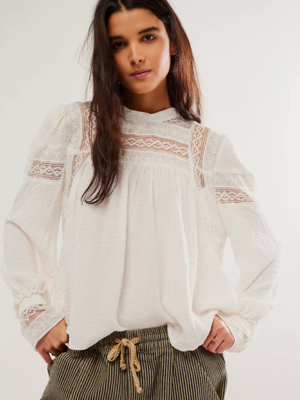 Free People It Takes Two Lace Top in Ivory